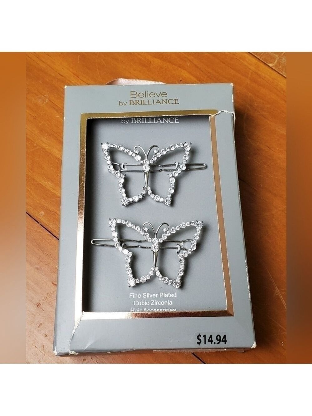 Silver Plated Butterflies Cubic Zirconia Hair Accessories